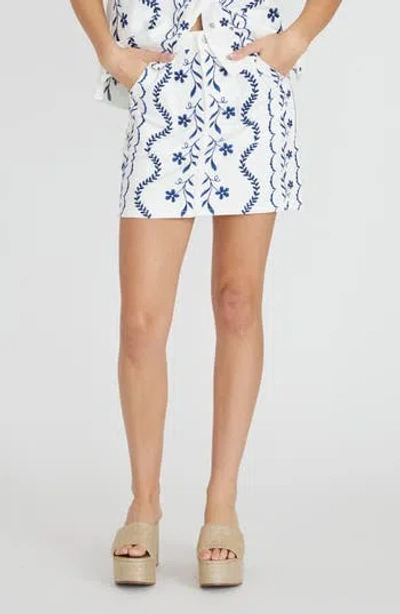 Driftwood Floral Embroidered Miniskirt In White