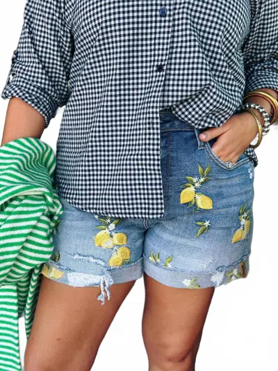 Driftwood Frannie Shorts In Limoncello In Blue