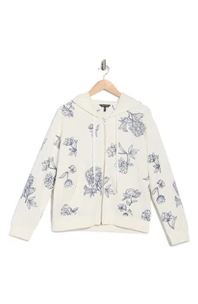 Driftwood Hallie X Azur Etched Floral Embroidered Full Zip Hoodie In Neutral