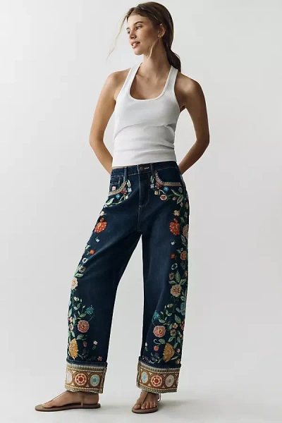 Driftwood High-rise Cuffed Barrel Jeans In Blue