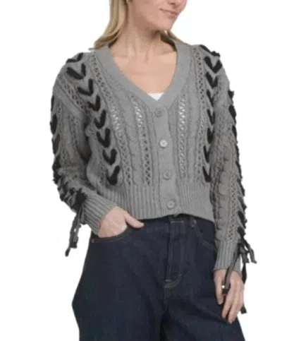 Driftwood Lacey Cardigan In Grey In Green