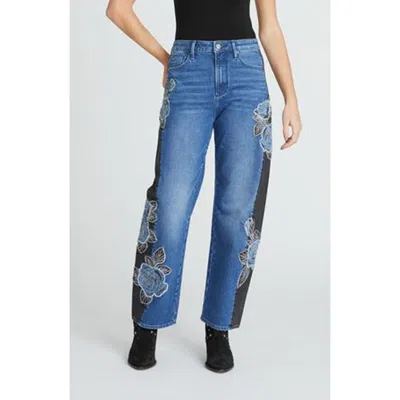 Driftwood Lucy Rose Patchwork Barrel Leg Jeans In Blue