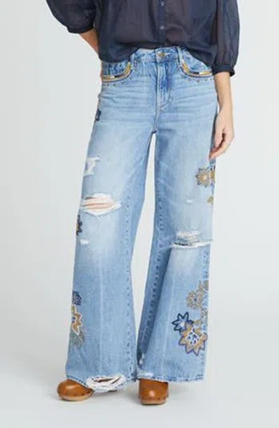 Driftwood Marlena Copper Magnolia Wide Leg Jeans In Blue