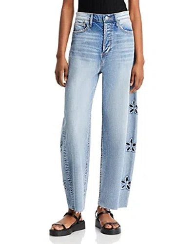 Driftwood Parker High Rise Wide Leg Jeans In Light Wash In Blue