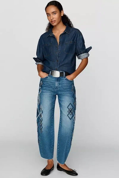 Driftwood Parker High-rise Barrel Jeans In Blue