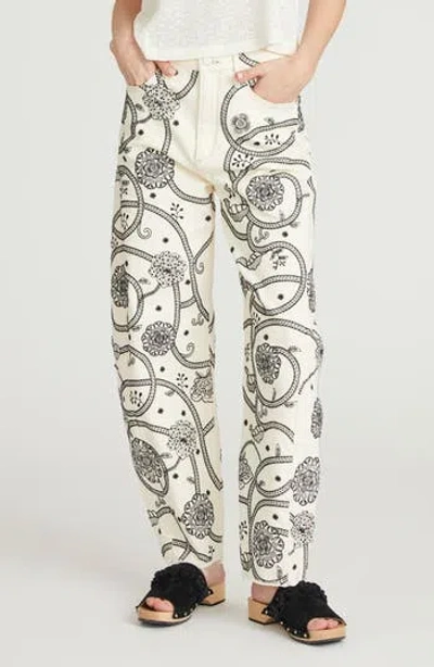 Driftwood Parker Raw Hem Barrel Leg Jeans In White