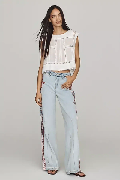 Driftwood Pia Mid-rise Wide-leg Jeans In Blue