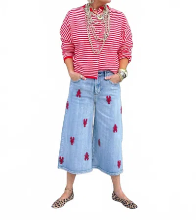 Driftwood Pinchy's Culotte Wide Leg Jeans In Blue