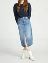 Driftwood Piper After Party Crystal Midi Denim Skirt In Blue