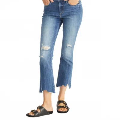 Driftwood Roxy Raw Edge Crop Jeans In Cairo In Blue