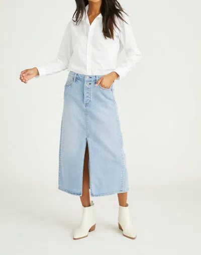 Driftwood Sarah Midi Skirt In Light Wash In Blue