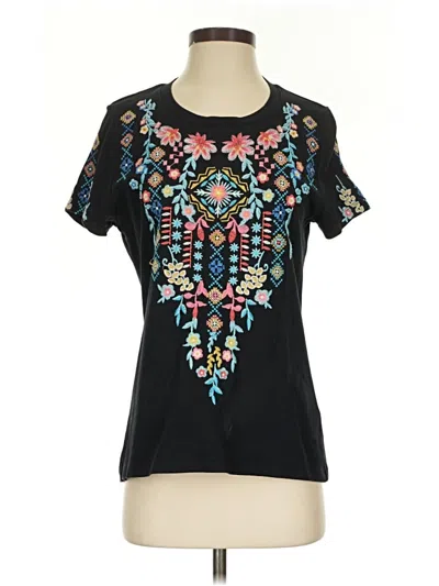 Pre-owned Driftwood Short Sleeve Top Black Keyhole Neckline Tops