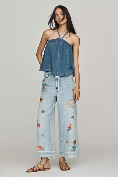 Driftwood Tie-front High-rise Wide-leg Jeans In Blue