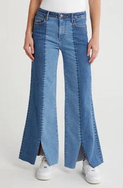Driftwood Two Tone Wide Leg Jeans In Blue