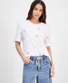 Driftwood Daisy Embroidered Tee In White