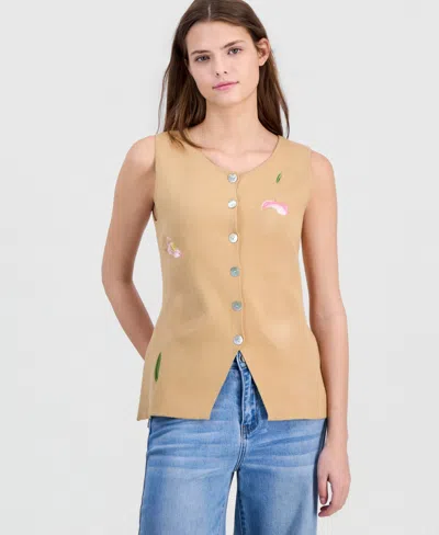 Driftwood Women's Deanna Embroidered Vest In Brown