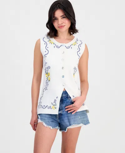 Driftwood Women's Deanna Limoncello Crewneck Knit Vest In White