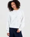 Driftwood Women's Embellished Embroidered Cotton Crewneck Sweatshirt In White