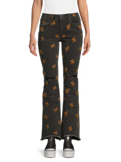 Driftwood Women's Eva Embroidered Bootcut Jeans In Black