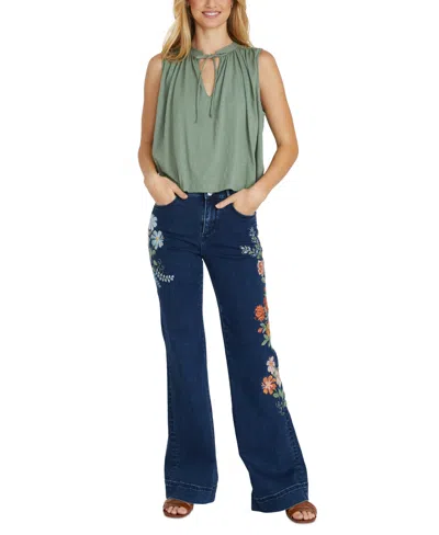 Driftwood Women's Fallon Flared Jeans X Pressed Flowers In Medium Wash