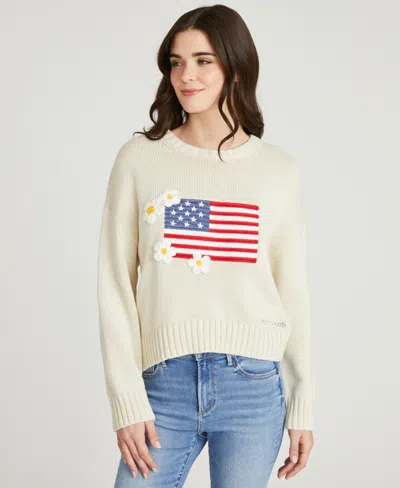 Driftwood Women's Flag Embroidered Long-sleeve Sweater In Yellow