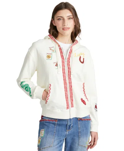 Driftwood Women's Hallie Zip Up Mahjong Long-sleeve Hoodie Sweatshirt In White