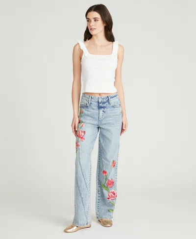 Driftwood Women's Ira Twirly Tulips Mid Rise Jeans In Blue