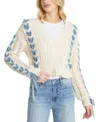 Driftwood Braided Denim Button Front Sweater In Multi
