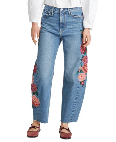 Driftwood Women's Rose Embroidered Mid-rise Ankle Jeans In Blue