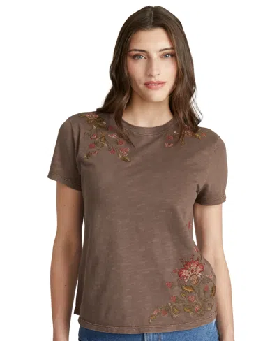 Driftwood Women's Rosevine Embroidered Relaxed Short-sleeve T-shirt In Brown