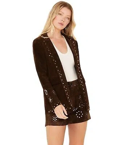 Pre-owned Driftwood Women's Suede Studded Blazer - Dw-j42226a In Brown