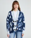 Driftwood Women's Toggle X Floral Long Sleeve Cardigan In Blue