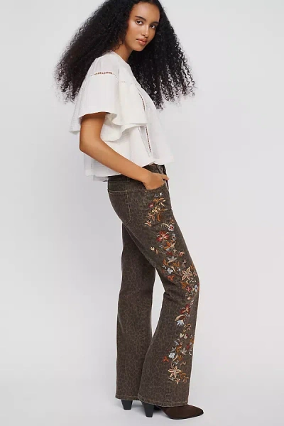 Driftwood Wyatt Mid-rise Flare Jeans In Brown
