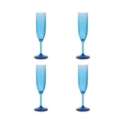 Drinique Flute Blue, Set Of 4