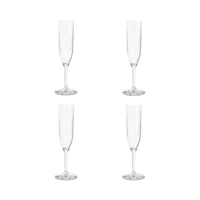 Drinique Flute Blue, Set Of 4 In Transparent