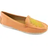 Driver Club Usa Nashville Embroidered Driving Loafer In Salmon Tumbled/white Sole
