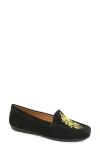 Driver Club Usa Nashville Embroidered Loafer In Black Nubuck