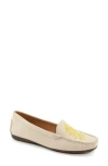 Driver Club Usa Nashville Embroidered Loafer In Cream Nubuck