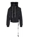 Drkshdw Alice Black Jacket With Oversized Hood And Asymmetrical Flap In Tech Fabric Man In Black