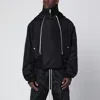 Drkshdw Alice Black Jacket With Oversized Hood And Asymmetrical Flap In Tech Fabric Man In Black