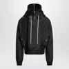 Drkshdw Alice Black Jacket With Oversized Hood And Asymmetrical Flap In Tech Fabric Man In Black