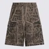 Drkshdw Black And Beige Cotton Shorts In Brown