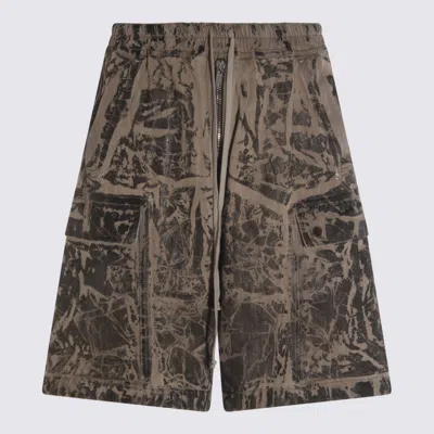 Drkshdw Black And Beige Cotton Shorts In Brown