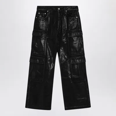 DRKSHDW DRKSHDW  BLACK CARGO PANTS IN WAXED COTTON