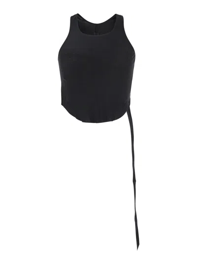 Drkshdw Black Racerback Top With Oversize Band In Cotton Man