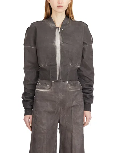 Drkshdw Bomber In Denim Flight Jkt Cropped In Brown