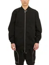 Drkshdw Ss24 Black Oversized Bomber Jacket For Men With Ribbed Cotton Hem