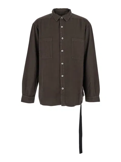 Drkshdw Brown Classic Collar Shirt With Lace Detail In Cotton Woman