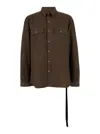 Drkshdw Brown Shirt With Oversize Band And Buttons In Cotton