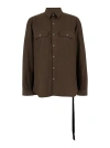 Drkshdw Brown Shirt With Oversize Band And Buttons In Cotton In Black